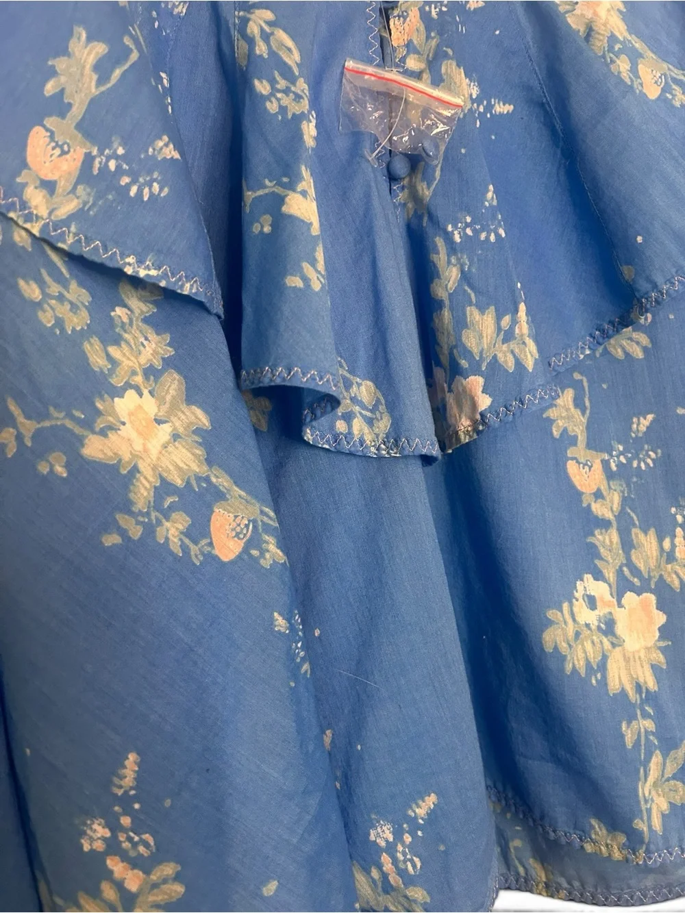 Free People Sky Blue Floral Ruffle Peasant Top - Picture 9 of 9